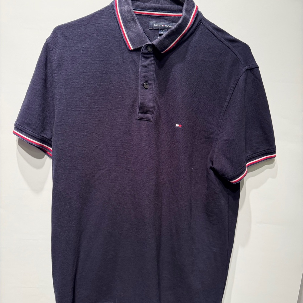 Tommy Hilfiger Dark Blue Polo with Red Accents